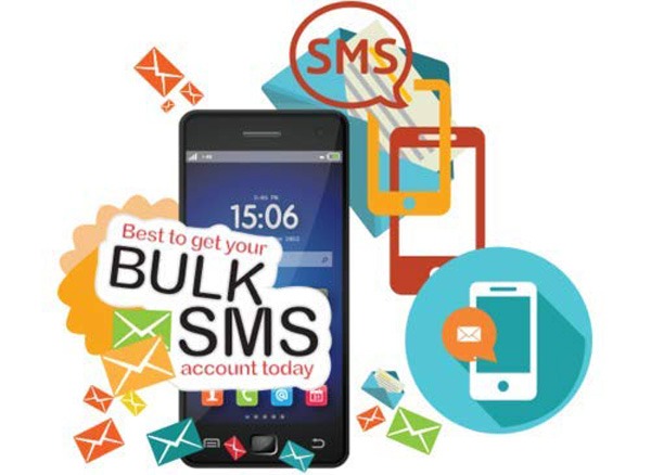 Illustration of a smartphone promoting bulk SMS services.
