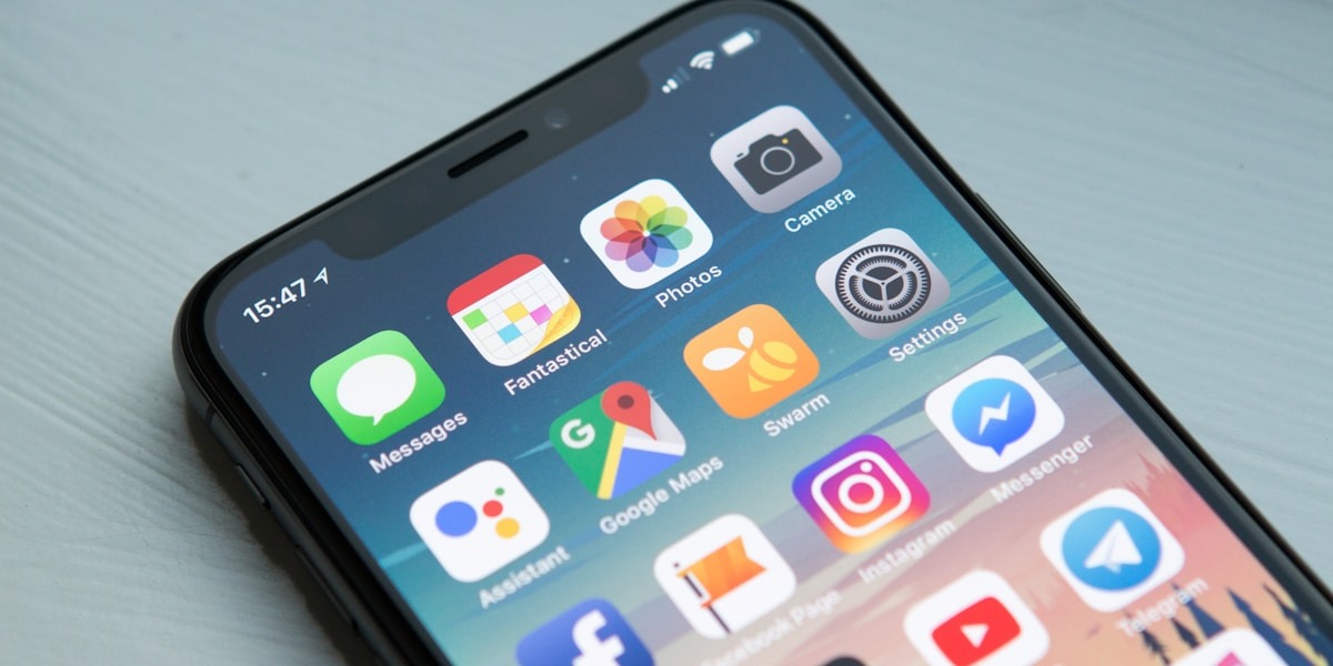 Smartphone home screen displaying social media and messaging apps, representing mobile apps and digital communication.