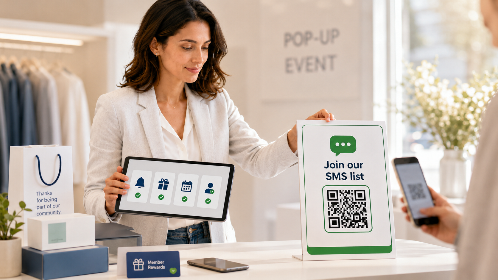 Growth operator using QR signup and SMS preference options for subscribers
