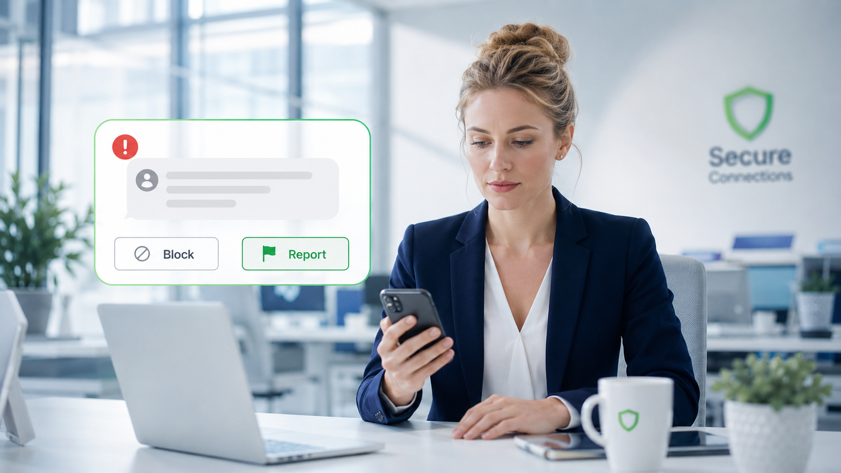 Phone user reviewing options to block SMS spam and reduce unwanted text messages