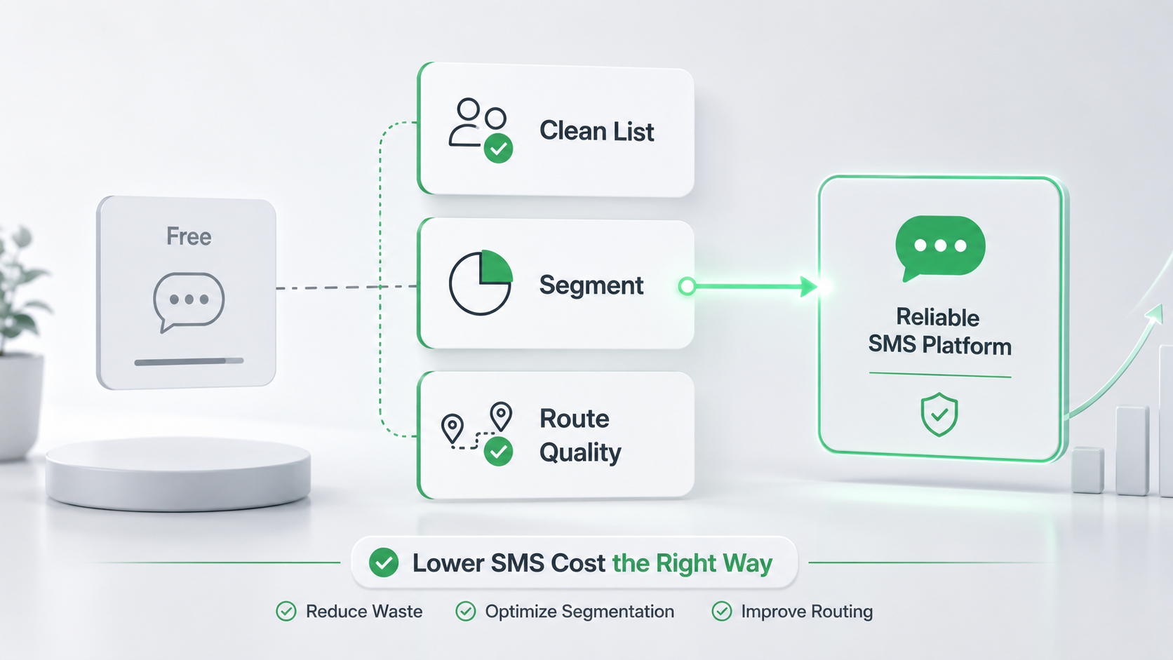 Cost-efficient SMS strategy with clean lists segmentation routing quality and performance monitoring