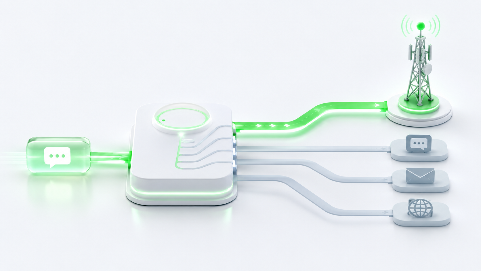 Business platform triggering an A2P SMS message into the routing layer