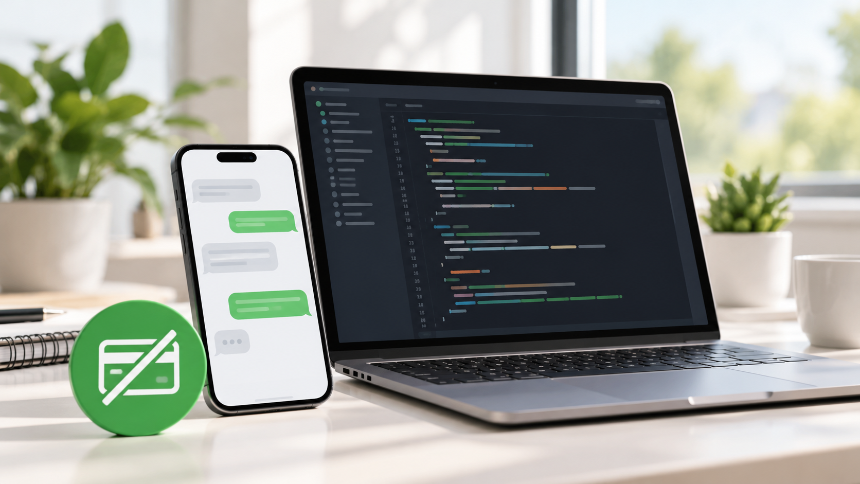Free SMS API testing on a smartphone and laptop